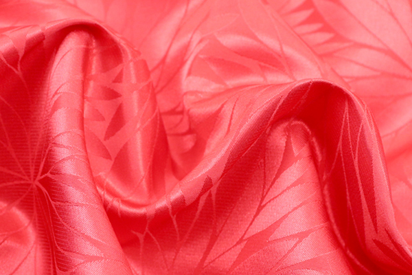 イベントや衣装に最適な光沢感のある素材　ポリエステルジャガード　菊の柄　赤  