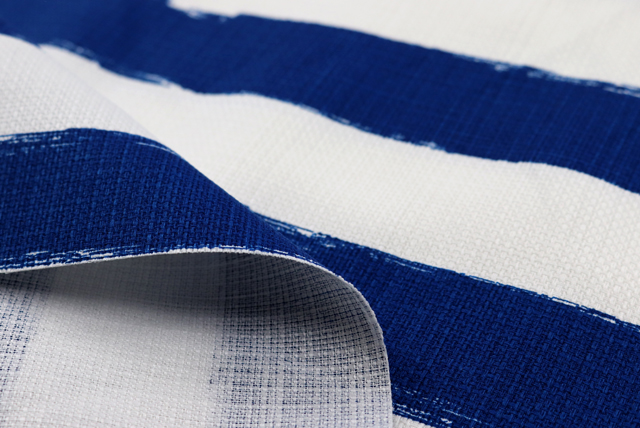 バニラン ビッグボーダープリント 青×白 表面アップ(織り目の参考)