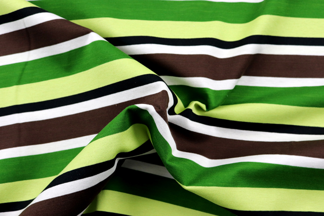 マルチカラー ボーダー天竺ニット 緑系 ドレープ（江戸ッ子 210ya）