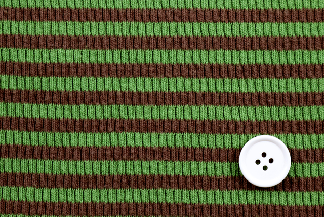 ボーダーリブニット 抹茶×茶 2cmボタンとの比較（江戸ッ子 210ya）