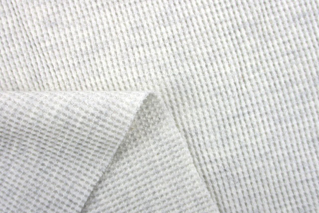 コットンワッフルニット オフ白 生地アップ・裏面の編み目