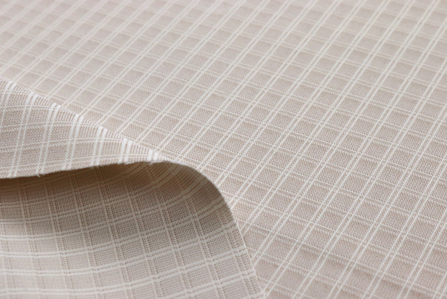 二重小格子ドビーニット うすベージュ ドレープ（薄手・輪郭）（江戸ッ子 210ya）