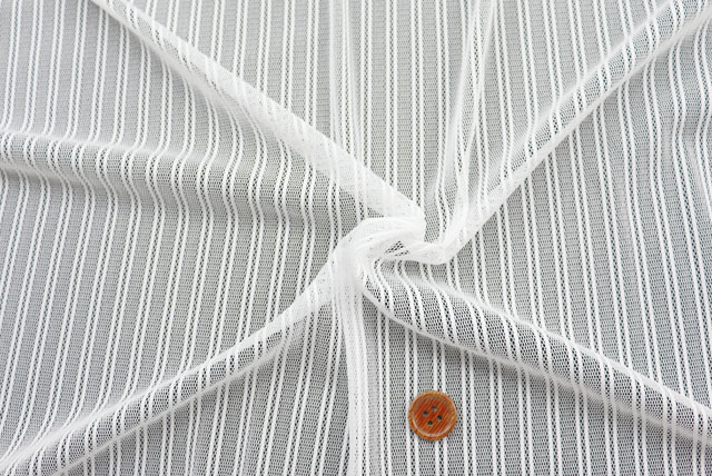 チュールニットダブルストライプ生地 白 ニット生地屋