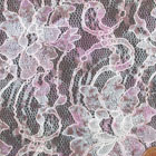 ラメ入りコード花柄ラッセルレース生地 ピンク系