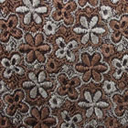 ウール混刺しゅうレース服地 茶・ベージュ