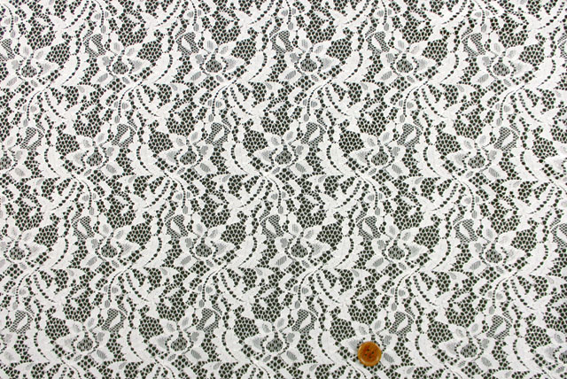 ラッセルレース生地 うすベージュ 柄の拡大