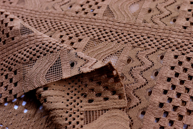 ラッセルレース 濃いベージュ 全体