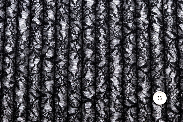 チュールリボン ラッセルレース 黒 全体（江戸ッ子 210ya）