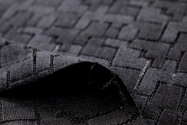 チュールブロックレース 黒 柄アップ