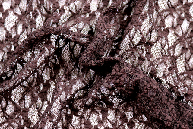 ストレッチ ラッセルレース こげ茶 ドレープ