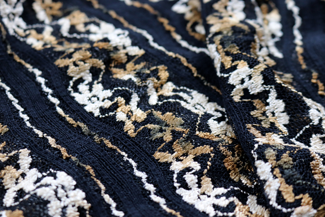 2WAYストレッチ マルチカラーレース 黒地 表面アップ