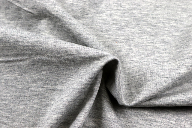 コットン天竺ニット 杢グレイ ドレープ感・落ち感のある風合い（ニット生地屋 江戸ッ子 210ya）