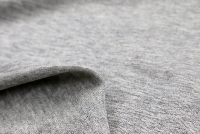 コットン天竺ニット 杢グレイ 生地端と裏側の見え方（ニット生地屋 江戸ッ子 210ya）
