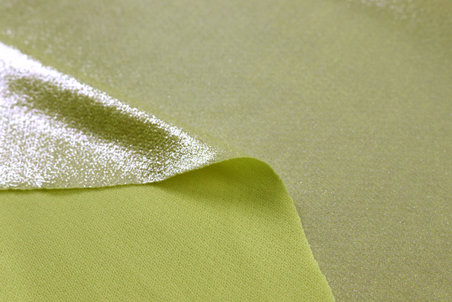 2WAYストレッチ 箔プリントニット 薄いくすんだレモン色 裏面(箔の裏地)