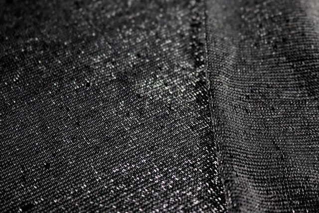 ブライトスラブ ラメ入り天竺ニット 黒×シルバーラメ 表面アップ（江戸ッ子 210ya）