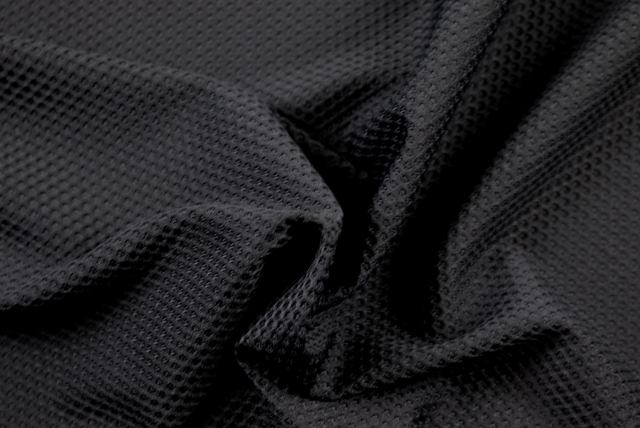 ２WAYストレッチ ワッフルニット 黒 ドレープ（江戸ッ子 210ya）