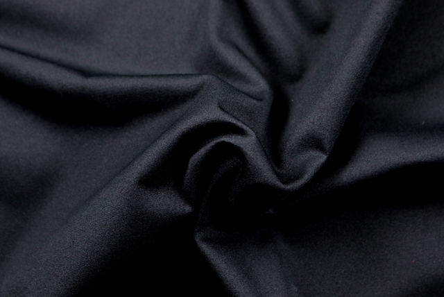 撥水加工 スムースニット 黒 ドレープ（江戸ッ子 210ya）