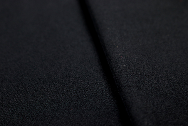 撥水加工 スムースニット 黒 表面アップ（江戸ッ子 210ya）