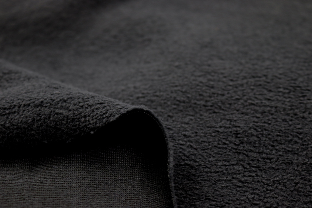 フリース調ニット 濃いグレイ 裏面と起毛感