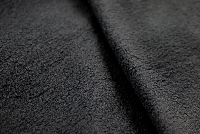 フリース調ニット 濃いグレイ 生地アップ