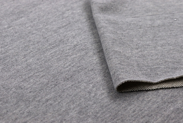 広幅 裏毛スエットニット グレイ 裏面（裏毛の質感）（江戸ッ子 210ya）