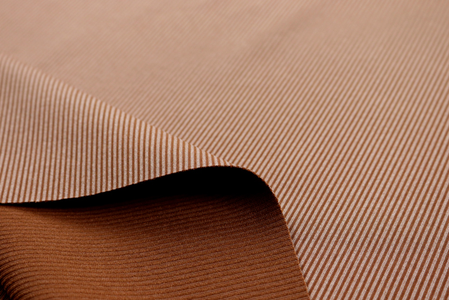 ハイテンション リブニット サンドベージュ×ブラウン 裏側質感（江戸ッ子 210ya）