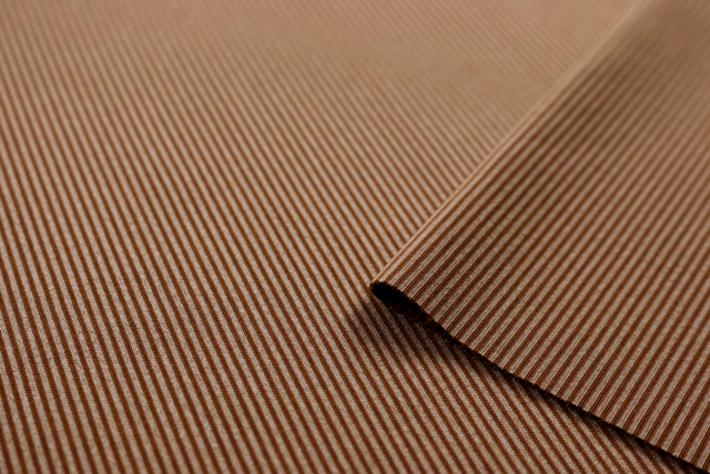 ハイテンション リブニット サンドベージュ×ブラウン 断面アップ（江戸ッ子 210ya）