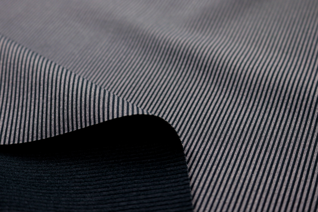 ハイテンション リブニット グレイ×カーキグリーン 裏側質感（江戸ッ子 210ya）