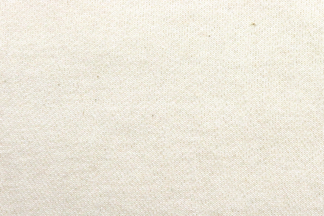 コットンスエットニット オフ白 平面で見た生地表面（ニット生地屋）
