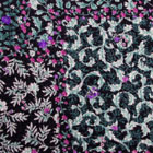 ちりめん風ニットプリント生地 小花柄 なす紺地×紫系