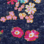 麻混ニットプリント生地 花柄 紺