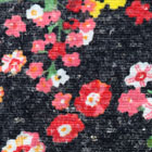 麻混ニットプリント生地 花柄 黒（現在の色）