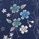 コットン天竺ニットプリント 桜・麻の葉 紺地