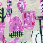 強撚コットンプリント天竺ニット生地 北欧調樹木柄 うすグレイ地