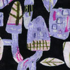 強撚コットンプリント天竺ニット生地 北欧調樹木柄 黒地（現在の色）