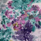 フラワープリントオパールニット生地 グリーン・紫系（現在の色）