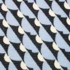 メッシュニットプリント 幾何柄 濃紺地×くすんだ水色・オフ白