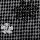 フロッキーレース調プリントギンガムニット オフ×黒ギンガム地