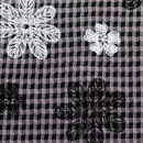 フロッキーレース調プリントギンガムニット くすんだ薄いピンク×黒ギンガム地