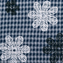 フロッキーレース調プリントギンガムニット オフ×紺ギンガム地（現在の色）