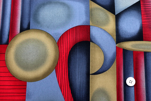 ポリエステル ジョーゼット 幾何プリント カーキグリーン系 全体