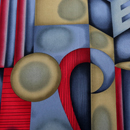 ポリエステル ジョーゼット 幾何プリント カーキグリーン系