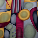 ポリエステル ジョーゼット 幾何プリント カーキ系（現在の色）