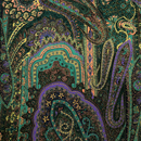 うすピーチスキン ペイズリープリント くすんだ黄土・緑・藤色系