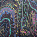 うすピーチスキン ペイズリープリント 黄土・ターコイズグリーン・オールドブルー系