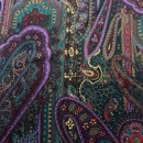 うすピーチスキン ペイズリープリント 赤茶・深緑・紫系