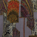 うすピーチスキン ヴィンテージ調ペイズリーアートプリント 茶鼠地