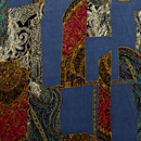 うすピーチスキン ヴィンテージ調ペイズリーアートプリント 瓦青地