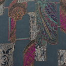 うすピーチスキン ヴィンテージ調ペイズリーアートプリント 鉄緑地