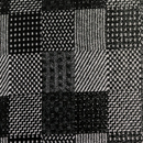 ちりめんプリント 格子柄 黒・生成